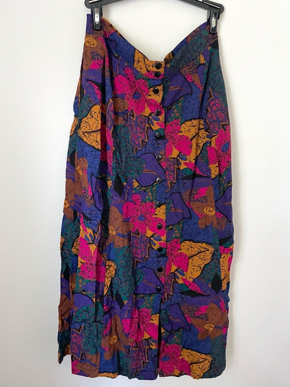 🎨 Maggie Lawrence Sport Abstract Print Button Front Midi/Maxi Skirt – Size L
